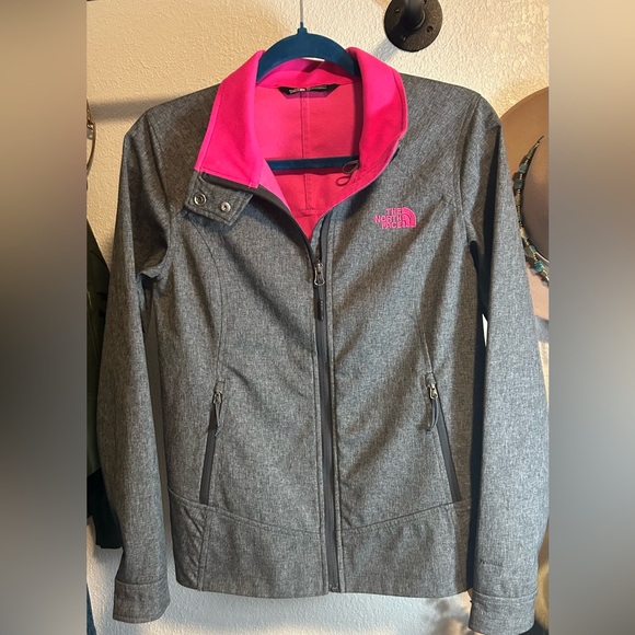 North Face Dark Heather Gray & Hot Pink Jacket Size Small - Picture 4 of 6